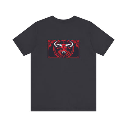 Toro - Zodiaco gotico, maglietta con grafica rossa sul retro. Zodiaco nell'ombra
