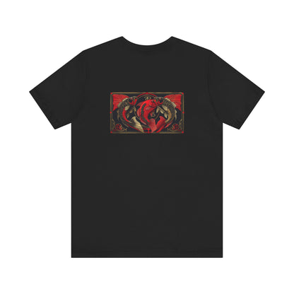 Pesci - Zodiaco gotico, maglietta con grafica rossa sul retro. Zodiaco nell'ombra