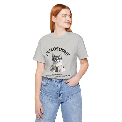 Maglietta a maniche corte unisex Catlosophy – Design "Lascia che il cane abbai"