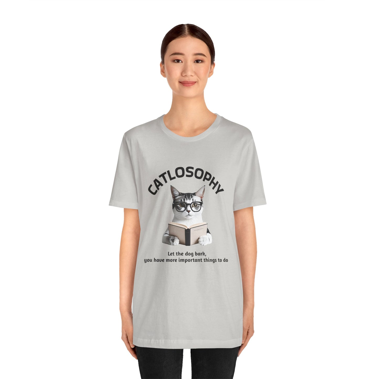 Maglietta a maniche corte unisex Catlosophy – Design "Lascia che il cane abbai"