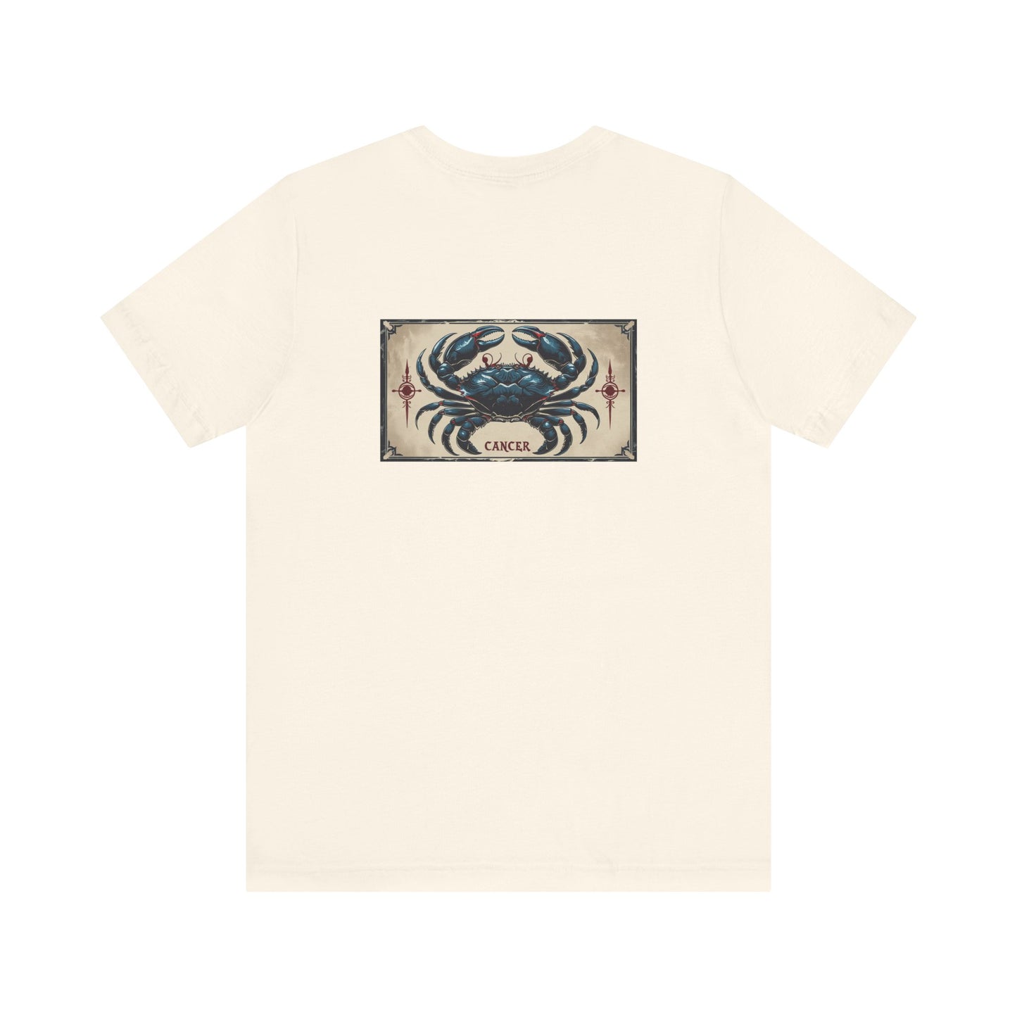 Cancro - T-shirt con segno zodiacale gotico. Grafica blu sul retro. Segno zodiacale nell'ombra.