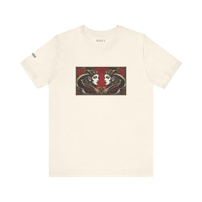 Gemelli - T-shirt Zodiaco gotico. Grafica rossa sul davanti. Zodiaco nell'ombra.