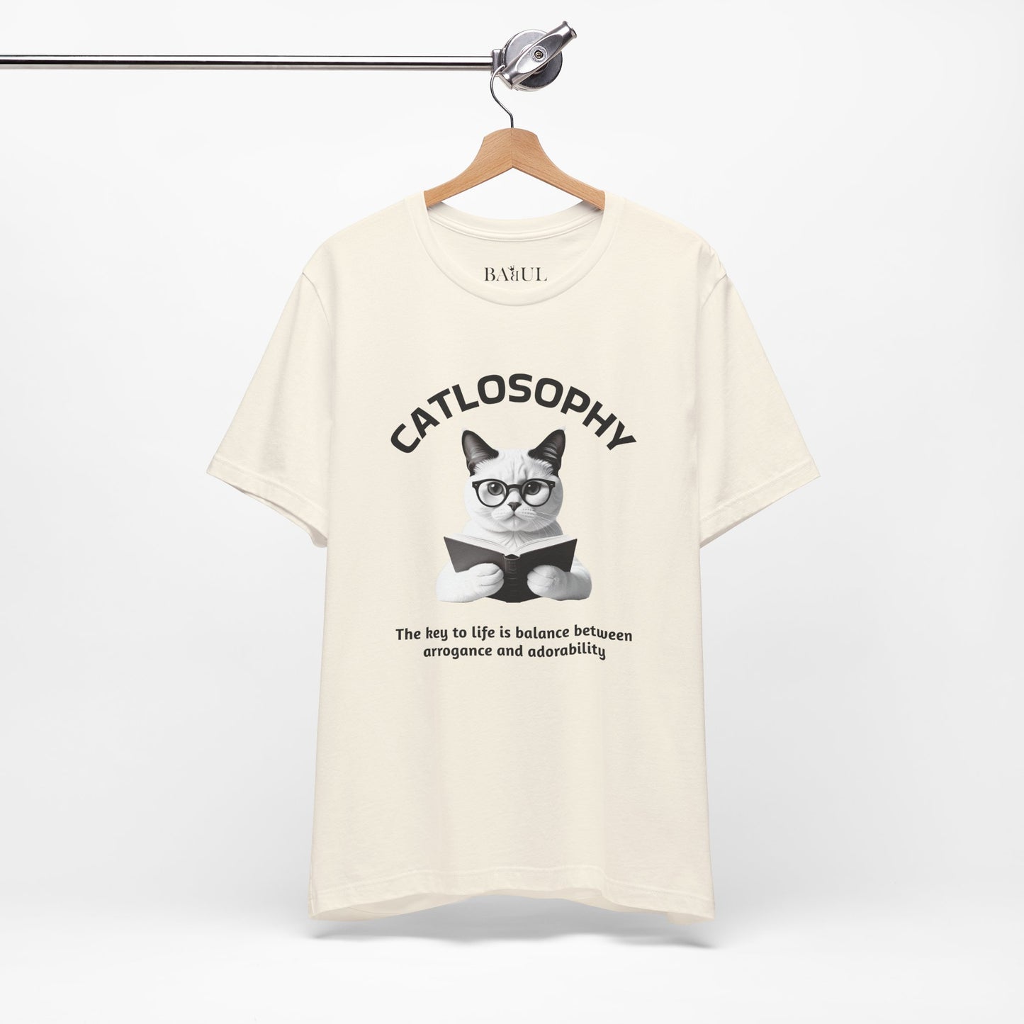 Catlosophy Maglietta unisex a maniche corte in jersey – Design "La chiave della vita"