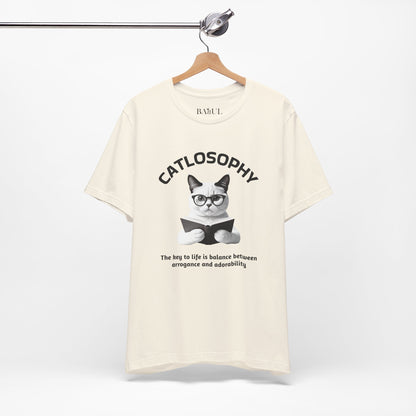 Catlosophy Maglietta unisex a maniche corte in jersey – Design "La chiave della vita"