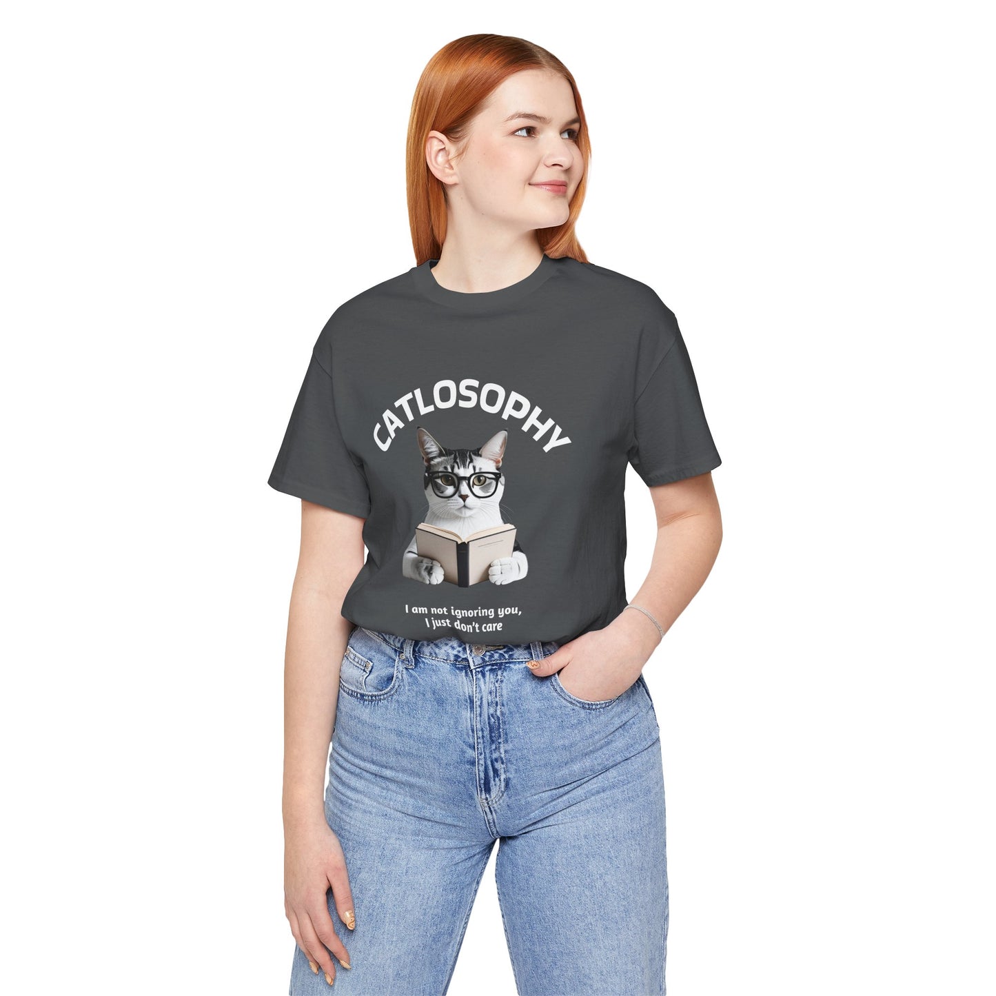 Catlosophy Unisex Jersey Maglietta a maniche corte – Design "Non ti sto ignorando, solo che non me ne frega niente"