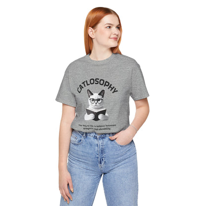 Catlosophy Maglietta unisex a maniche corte in jersey – Design "La chiave della vita"
