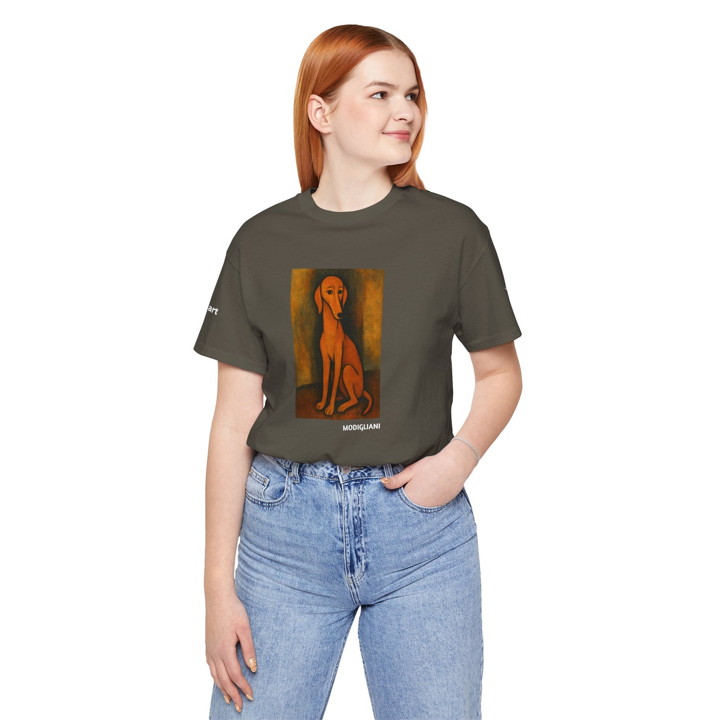 Unisex T-Shirt con cane DOGART  - MODIGLIANI - Un dipinto iconico rivisitato con i cani