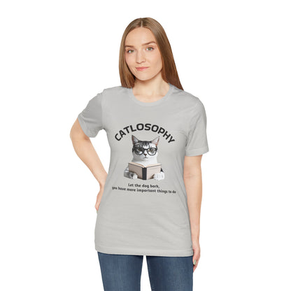 Maglietta a maniche corte unisex Catlosophy – Design "Lascia che il cane abbai"