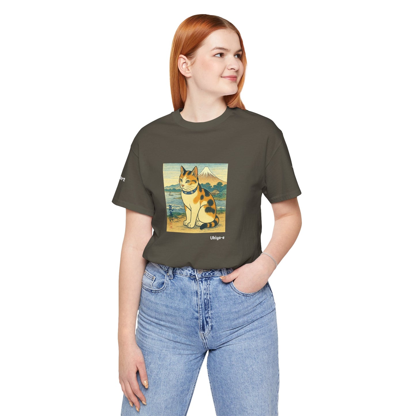 T-Shirt unisex CATART - Stile artistico giapponese UKIYO-E - Pittura iconica rivisitata con i gatti