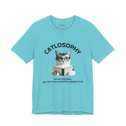 Maglietta a maniche corte unisex Catlosophy – Design "Lascia che il cane abbai"