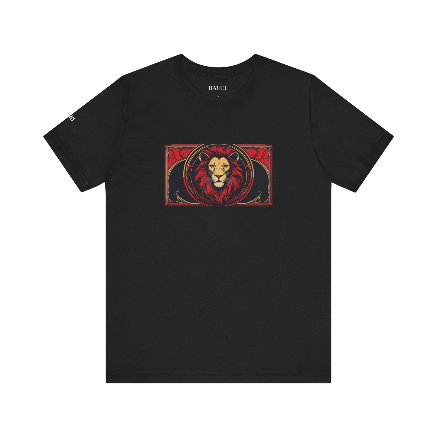 Leone - T-shirt Zodiaco gotico. Grafica rossa sul davanti. Zodiaco nell'ombra.
