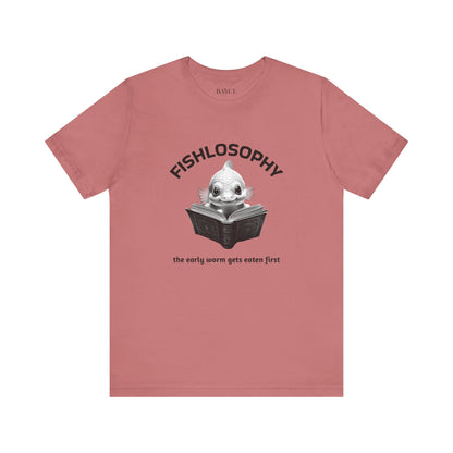 Maglietta a maniche corte unisex Fishlosophy – I vermi che hanno fretta vengono mangiati per primi.