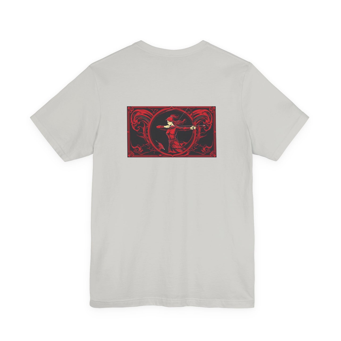 Sagittario - Zodiaco gotico, maglietta con grafica rossa sul retro. Zodiaco nell'ombra