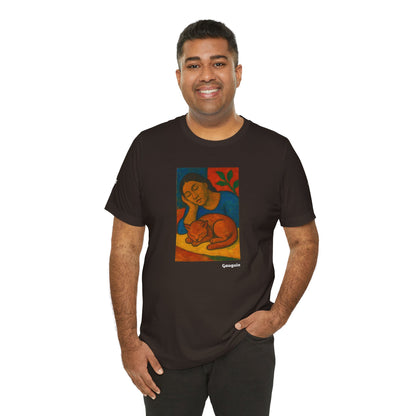 T-shirt unisex CATART - GAUGUIN - Un dipinto iconico rivisitato con i gatti