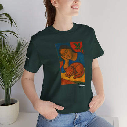 T-shirt unisex CATART - GAUGUIN - Un dipinto iconico rivisitato con i gatti