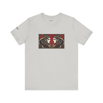 Gemelli - T-shirt Zodiaco gotico. Grafica rossa sul davanti. Zodiaco nell'ombra.