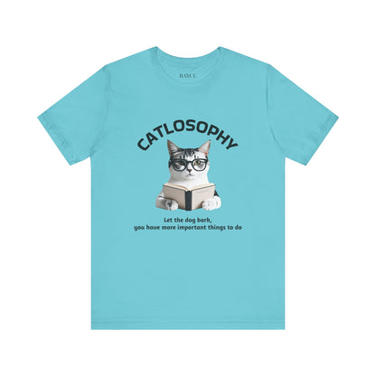 Maglietta a maniche corte unisex Catlosophy – Design "Lascia che il cane abbai"