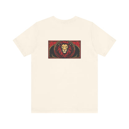 Leone - Zodiaco gotico, maglietta con grafica rossa sul retro. Zodiaco nell'ombra