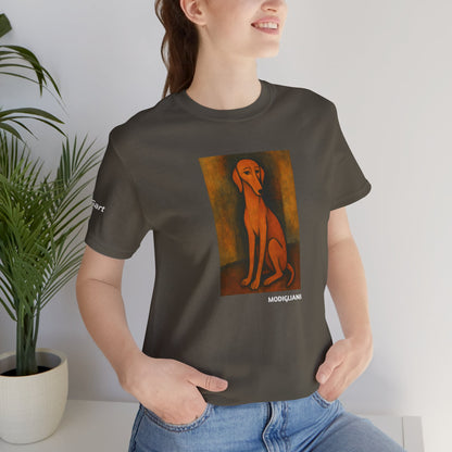 Unisex T-Shirt con cane DOGART  - MODIGLIANI - Un dipinto iconico rivisitato con i cani