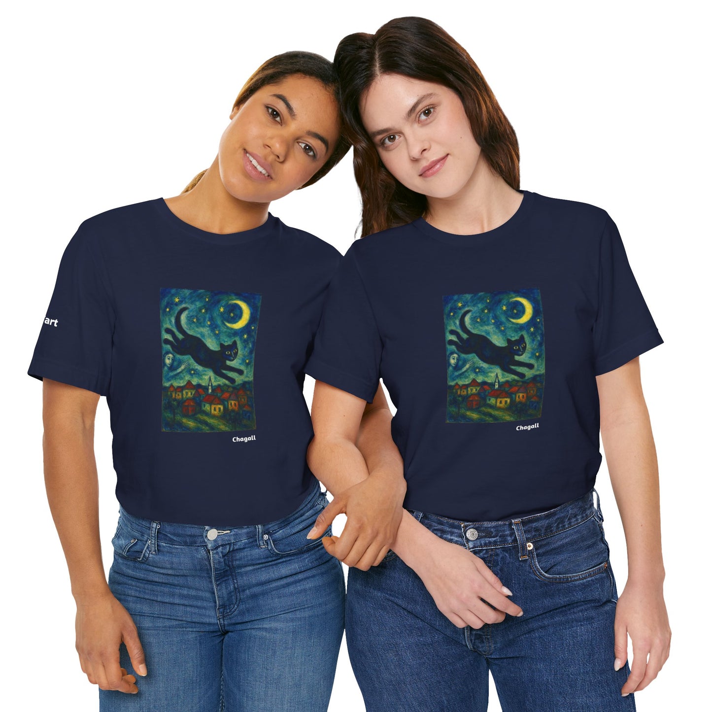 T-shirt unisex CATART - MARC CHAGALL - Un dipinto iconico rivisitato con i gatti