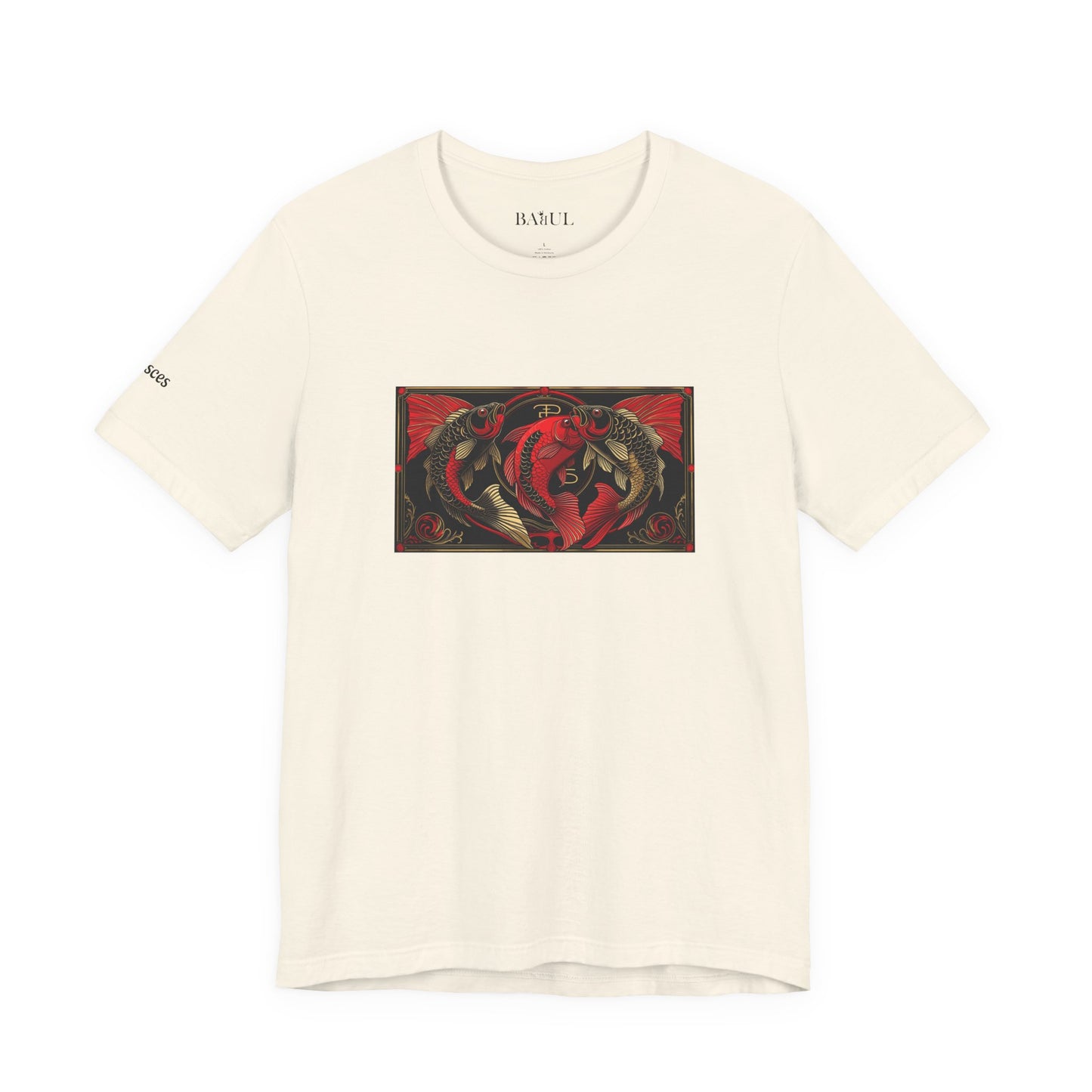 Pesci - T-shirt Zodiaco gotico. Grafica rossa sul davanti. Zodiaco nell'ombra.