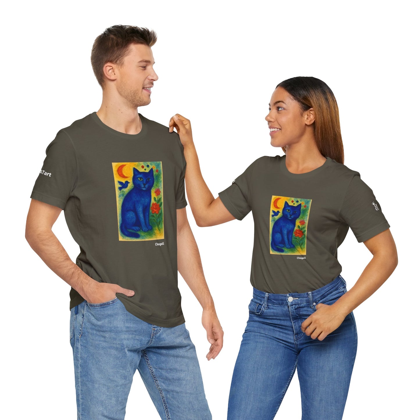 T-shirt unisex CATART - MARC CHAGALL - Un dipinto iconico rivisitato con i gatti