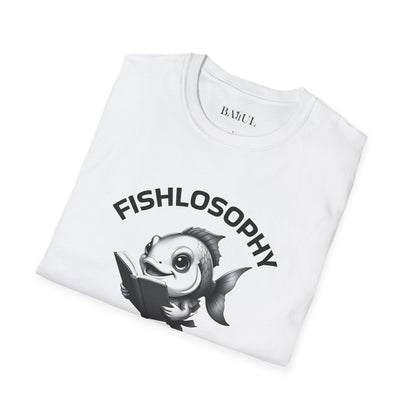 Maglietta unisex Fishlosophy - Design con vibrazioni oceaniche e domande sulla vita - Un pesce intelligente sa che non tutto è come sembra.