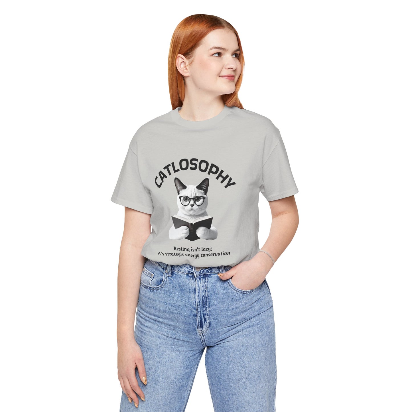 Catlosophy Unisex Jersey Maglietta a maniche corte – Design "Riposare non è pigrizia"