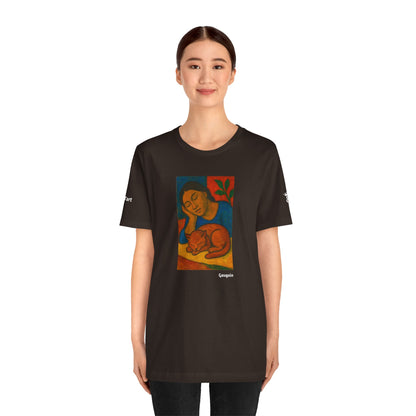 T-shirt unisex CATART - GAUGUIN - Un dipinto iconico rivisitato con i gatti
