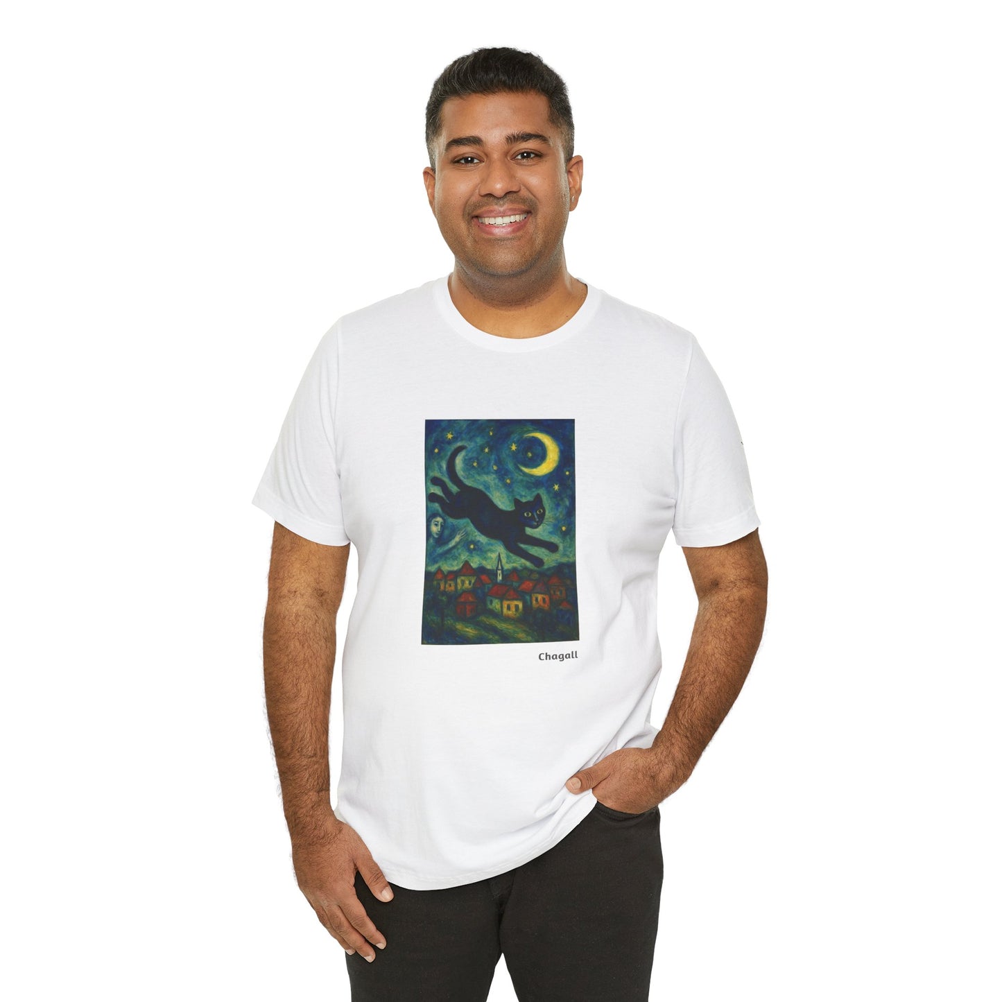 T-shirt unisex CATART - MARC CHAGALL - Un dipinto iconico rivisitato con i gatti