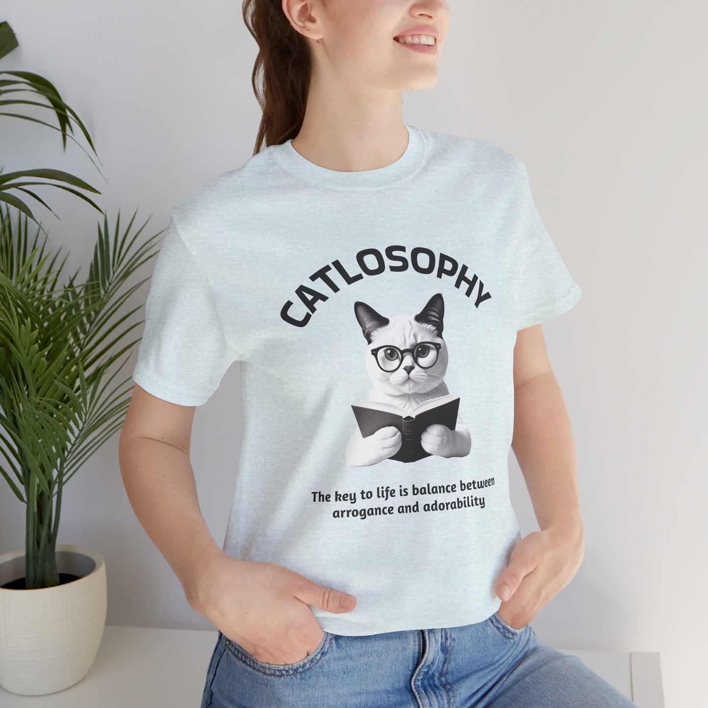 Catlosophy Maglietta unisex a maniche corte in jersey – Design "La chiave della vita"