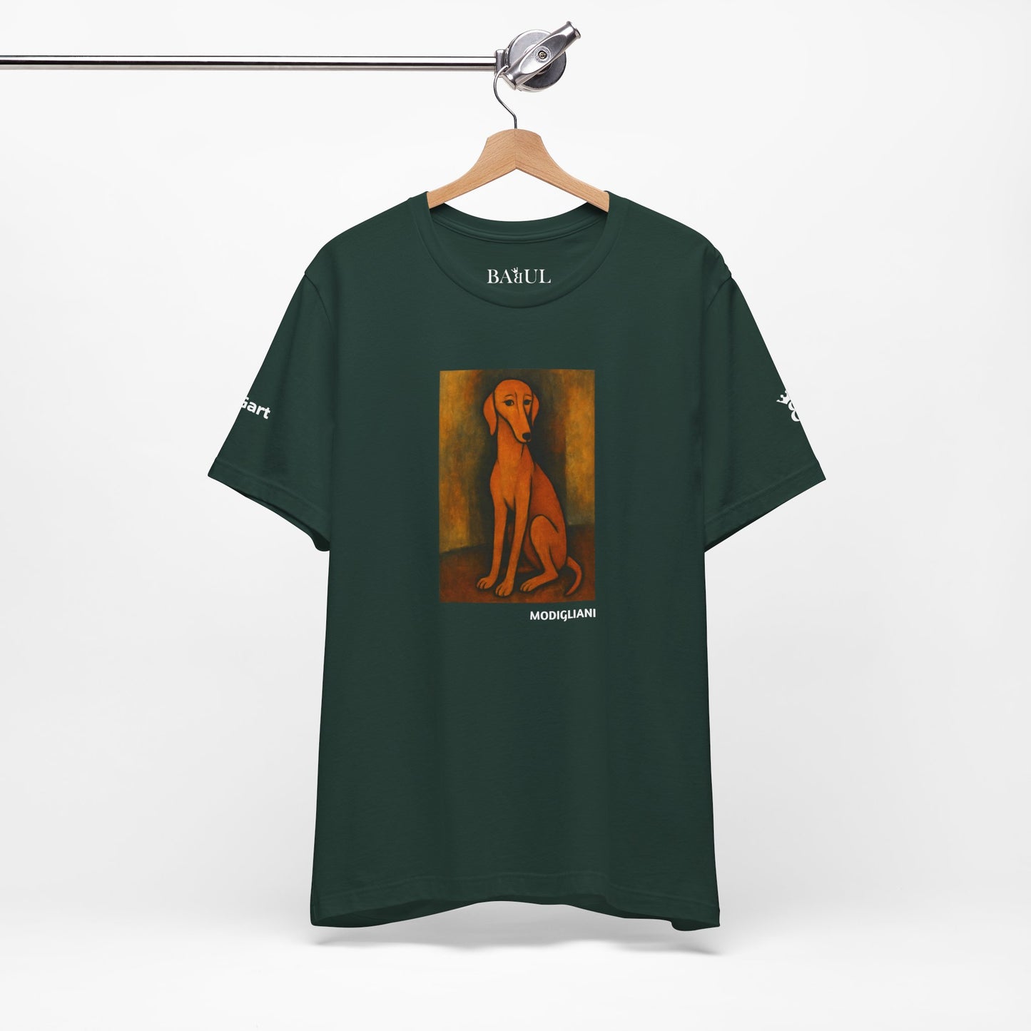 Unisex T-Shirt con cane DOGART  - MODIGLIANI - Un dipinto iconico rivisitato con i cani