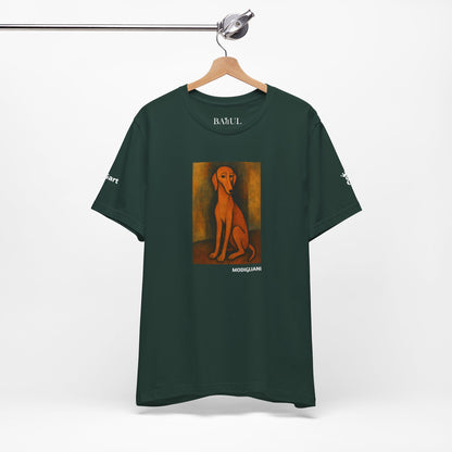 Unisex T-Shirt con cane DOGART  - MODIGLIANI - Un dipinto iconico rivisitato con i cani
