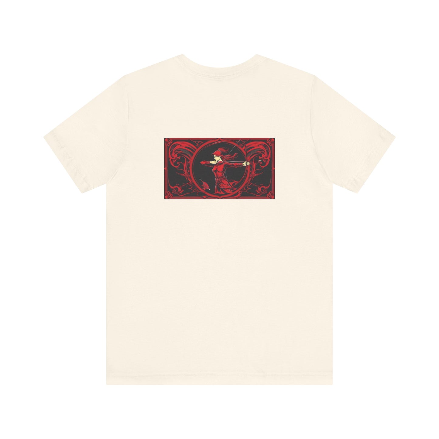 Sagittario - Zodiaco gotico, maglietta con grafica rossa sul retro. Zodiaco nell'ombra