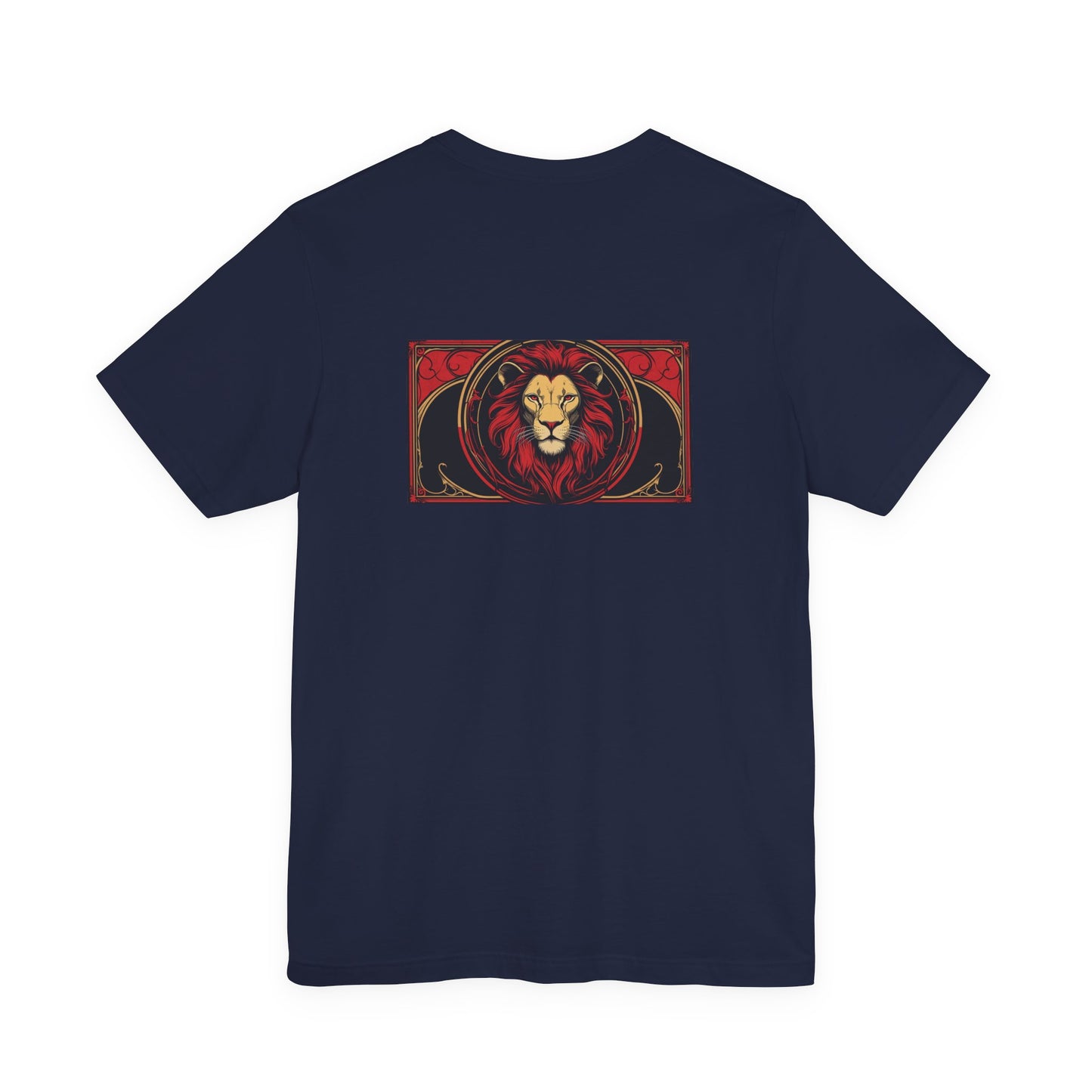 Leone - Zodiaco gotico, maglietta con grafica rossa sul retro. Zodiaco nell'ombra