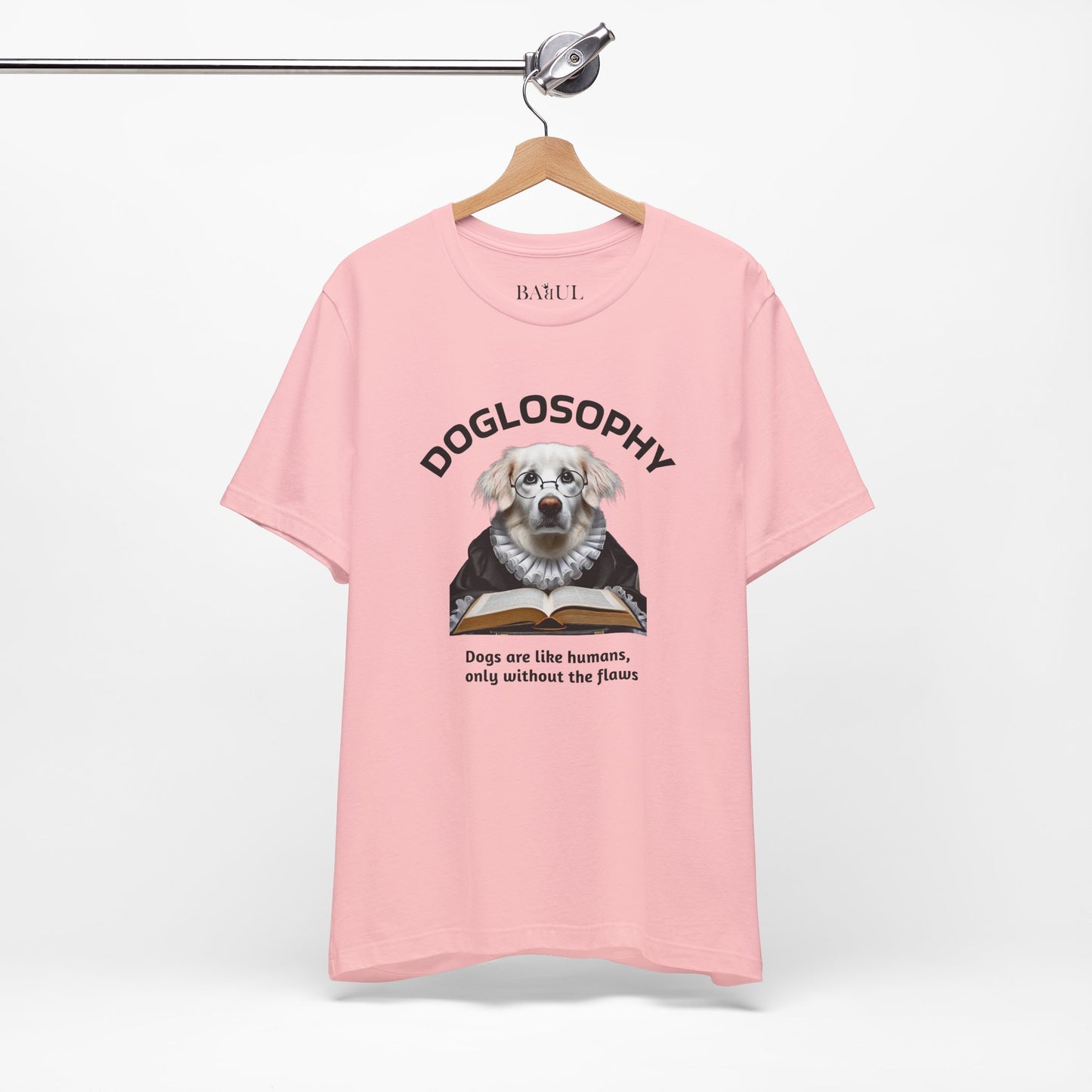 Maglietta a maniche corte unisex Doglosophy – Design "I cani sono come gli umani ma senza difetti"
