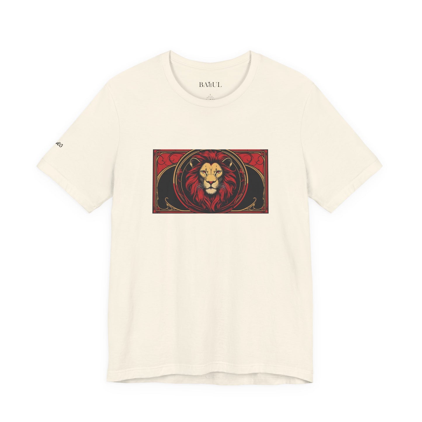 Leone - T-shirt Zodiaco gotico. Grafica rossa sul davanti. Zodiaco nell'ombra.