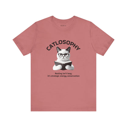 Catlosophy Unisex Jersey Maglietta a maniche corte – Design "Riposare non è pigrizia"