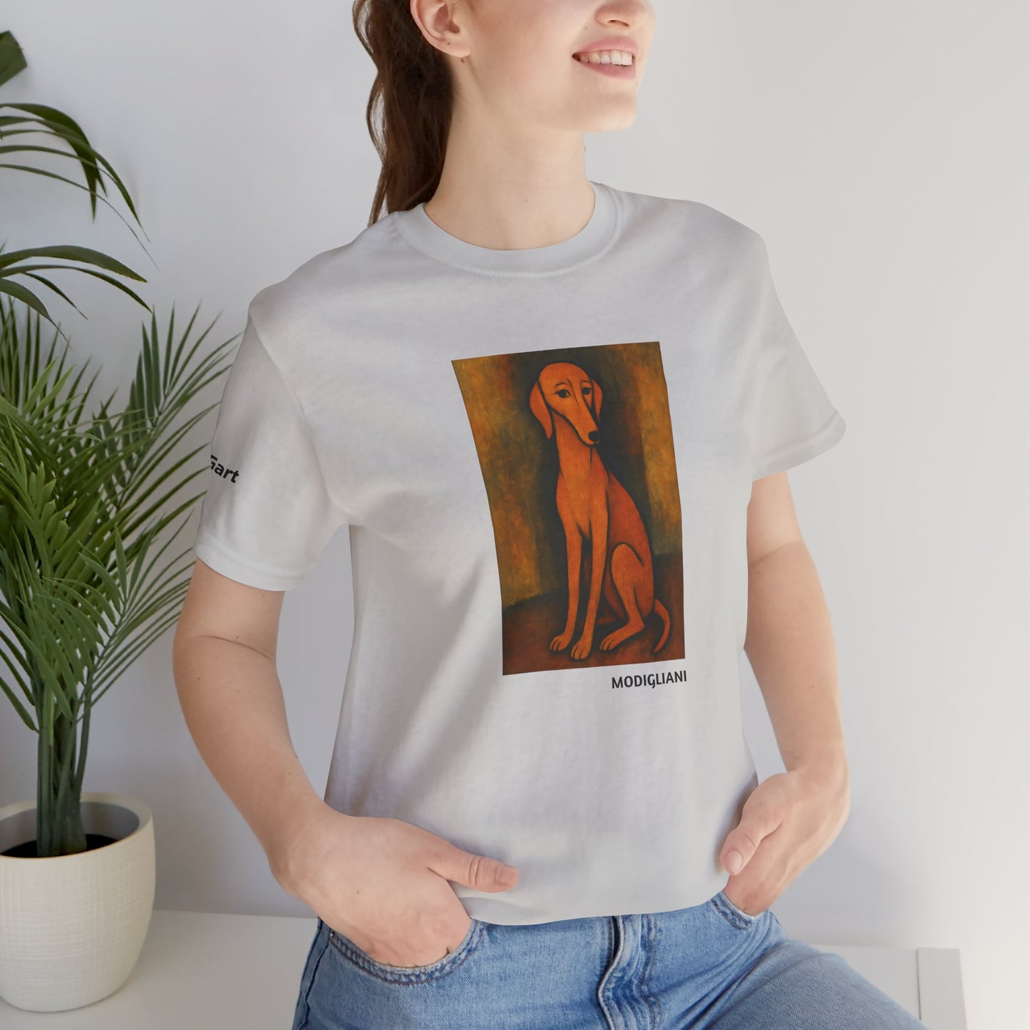 Unisex T-Shirt con cane DOGART  - MODIGLIANI - Un dipinto iconico rivisitato con i cani