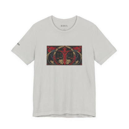 Bilancia - T-shirt Zodiaco gotico. Grafica rossa sul davanti. Zodiaco nell'ombra.