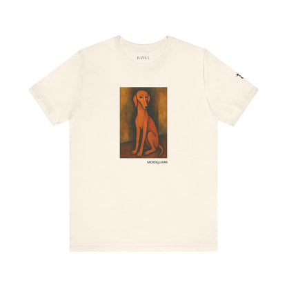 Unisex T-Shirt con cane DOGART  - MODIGLIANI - Un dipinto iconico rivisitato con i cani