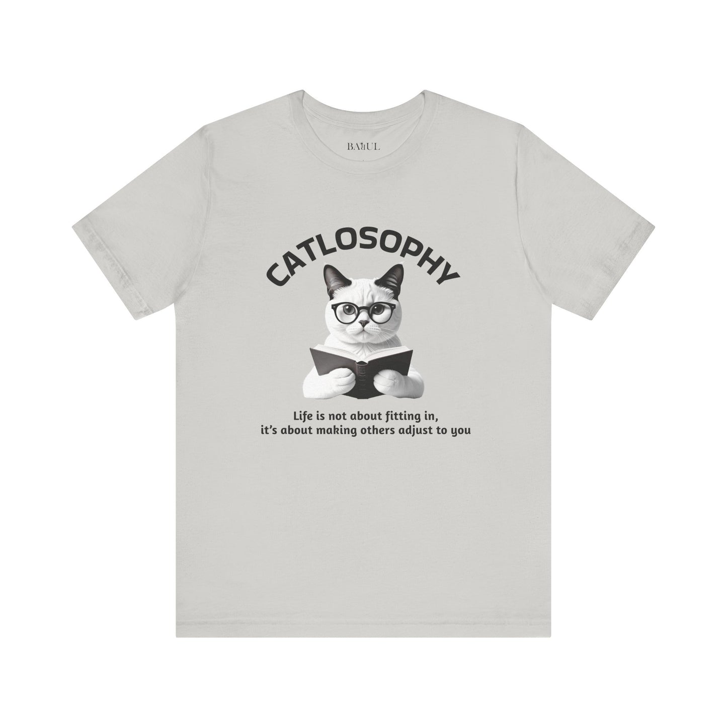 Maglietta a maniche corte unisex Catlosophy – Design "La vita non consiste nell'adattarsi"