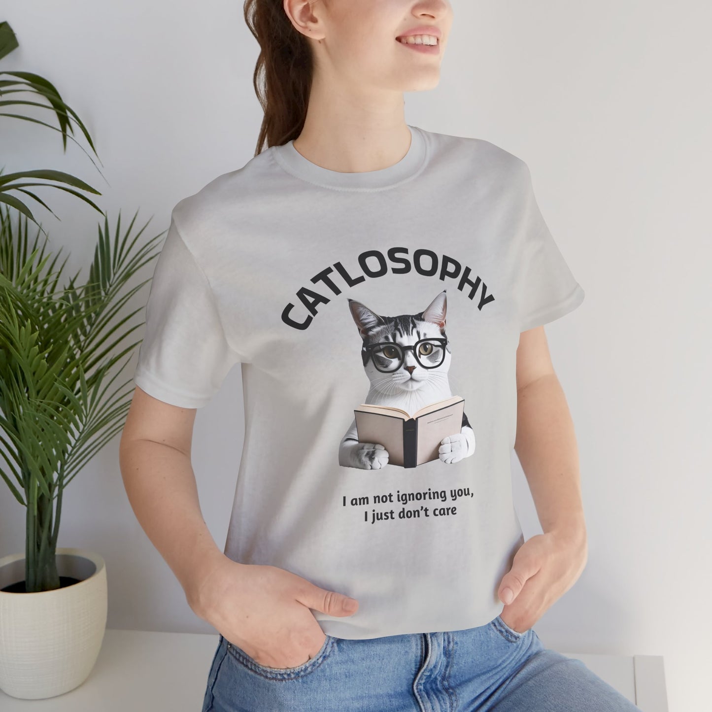 Catlosophy Unisex Jersey Maglietta a maniche corte – Design "Non ti sto ignorando, solo che non me ne frega niente"