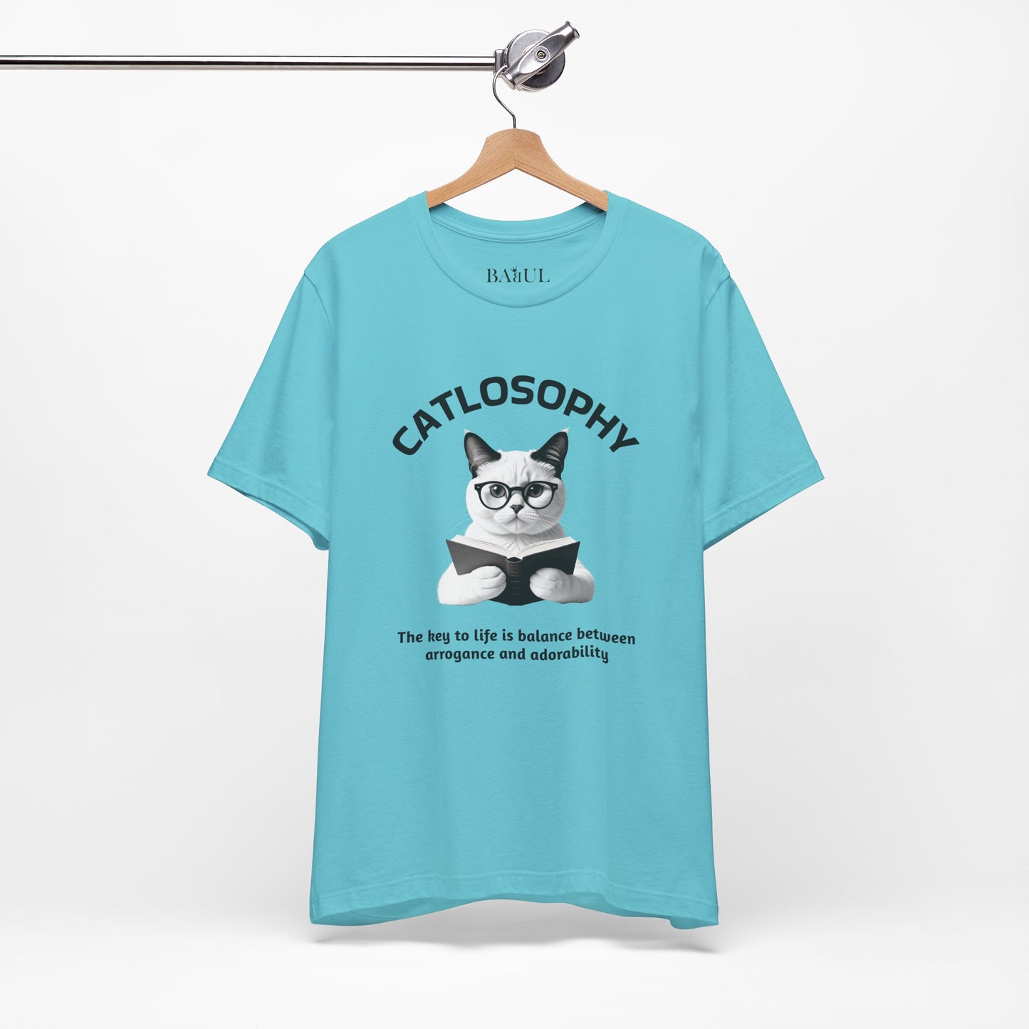Catlosophy Maglietta unisex a maniche corte in jersey – Design "La chiave della vita"