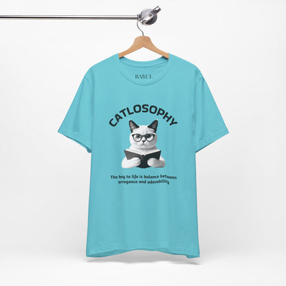 Catlosophy Maglietta unisex a maniche corte in jersey – Design "La chiave della vita"