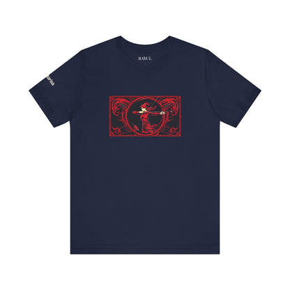 Sagittario - T-shirt Zodiaco gotico. Grafica rossa sul davanti. Zodiaco nell'ombra.
