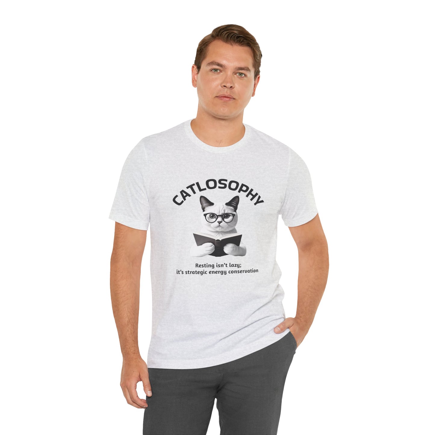 Catlosophy Unisex Jersey Maglietta a maniche corte – Design "Riposare non è pigrizia"