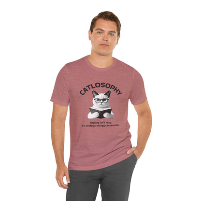 Catlosophy Unisex Jersey Maglietta a maniche corte – Design "Riposare non è pigrizia"