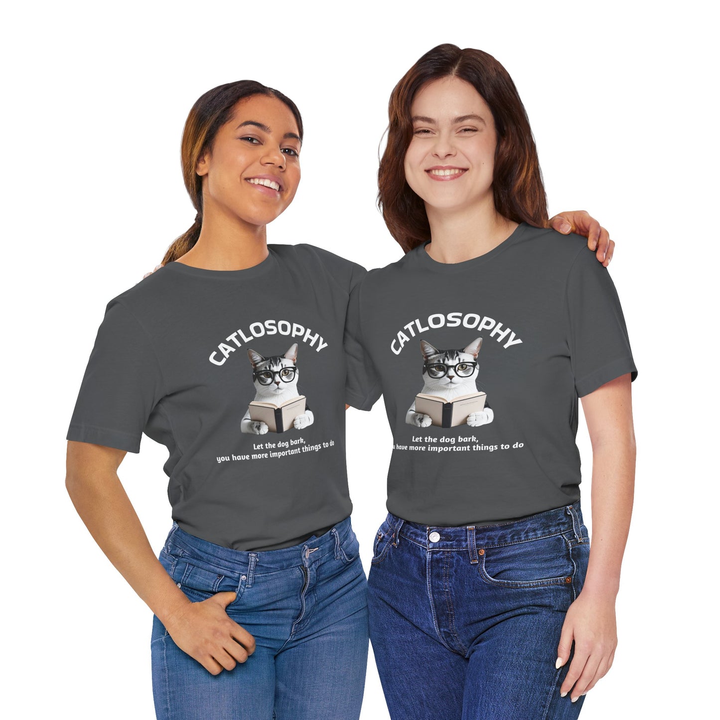 Maglietta a maniche corte unisex Catlosophy – Design "Lascia che il cane abbai"