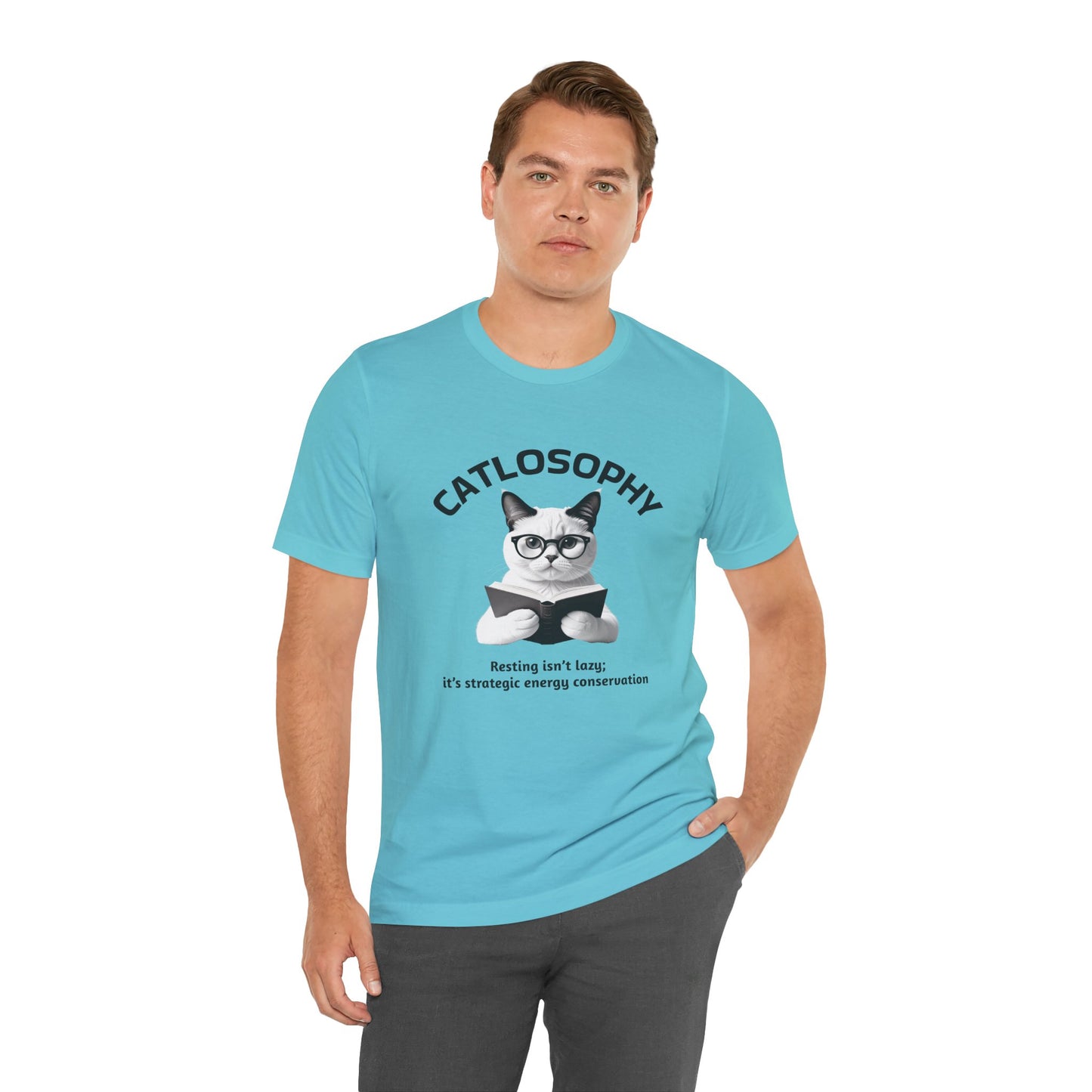Catlosophy Unisex Jersey Maglietta a maniche corte – Design "Riposare non è pigrizia"